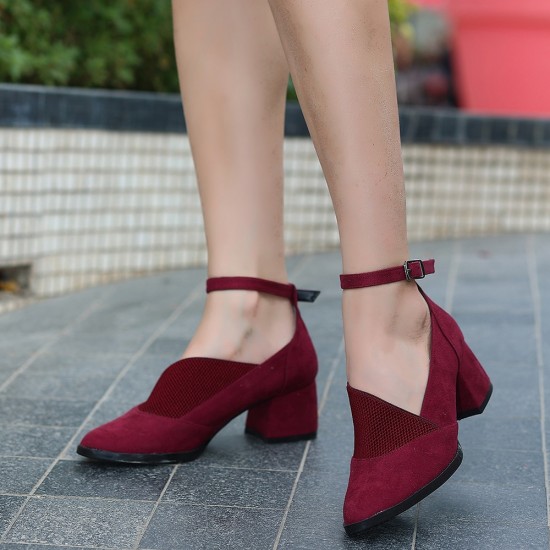 Rosla Bordo Süet Bootie Ayakakbı