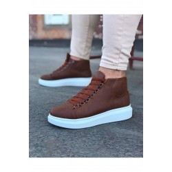 WG032 Taba Bağcıklı Sneakers  Yarım Bilek Bot 